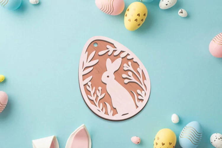 Easter Tag with Rabbit, Decorative Cut Template