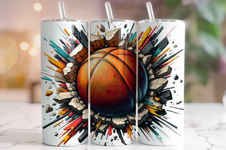 3D Basketball Tumbler Wrap, Basketball Tumbler Wrap PNG