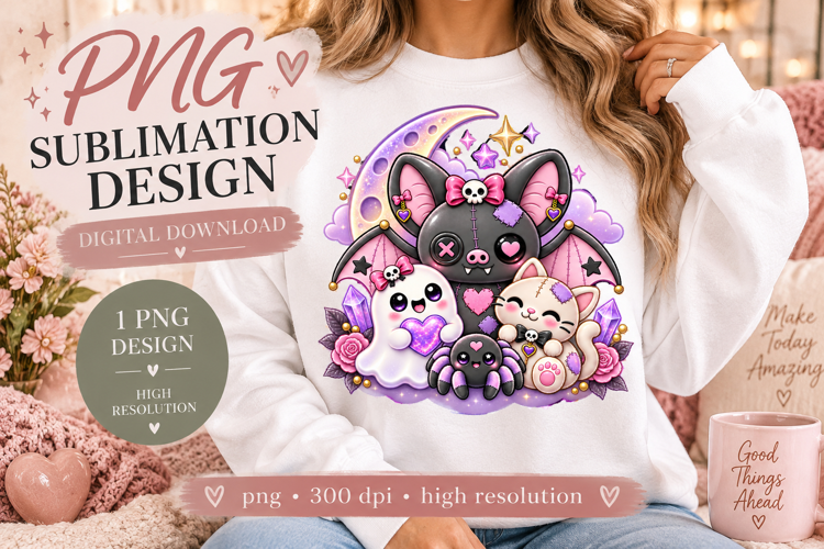 Bat and friends PNG Sublimation Design | Spooky Halloween