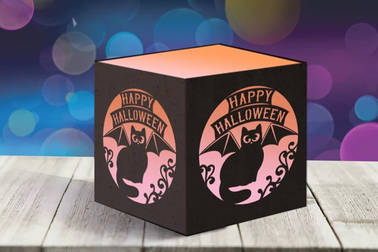 Cat Halloween Tealight SVG Template