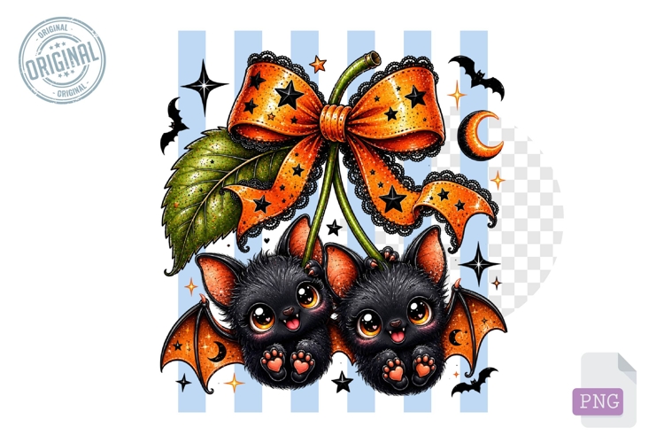 Bat Cherry Halloween Bow PNG Clipart Cute Spooky Art