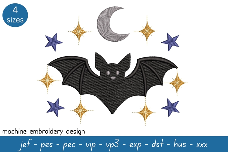Bat Embroidery Design - Halloween Pattern example image 1