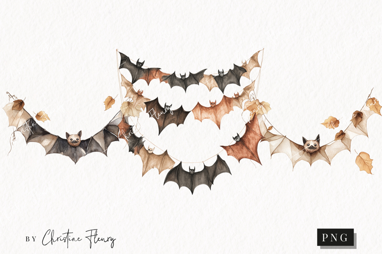 Cozy Halloween Bat Garland | Halloween PNG