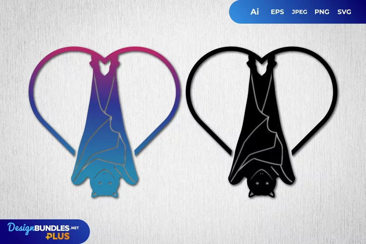 Bat in Heart with Gradient Color SVG