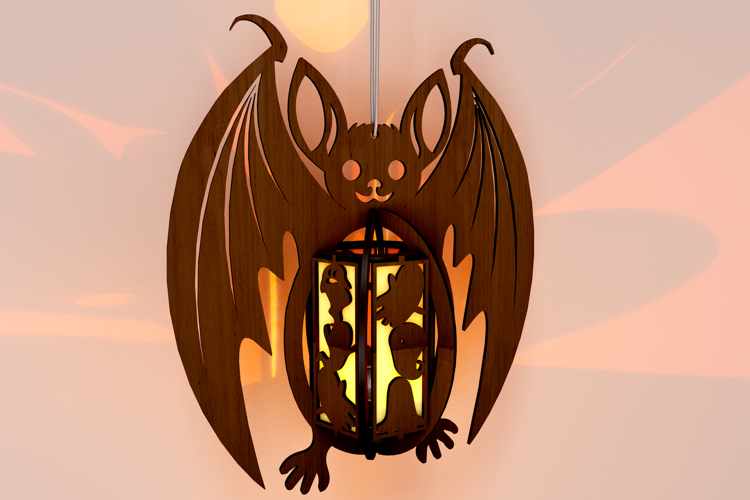 Halloween Bat Candle Holder Laser Cut Template