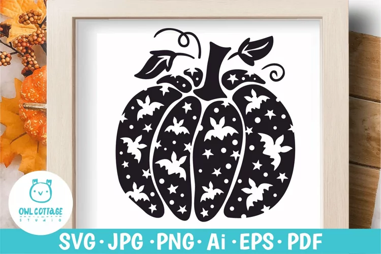 Bat Haloween Pumpkin svg, Patterned Pumpkin cut file