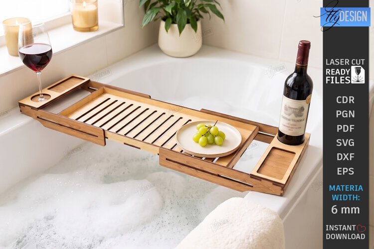 Bath Caddy Tray Laser Cut | Bathtub Tray | Bath Caddy Bridge example image 1