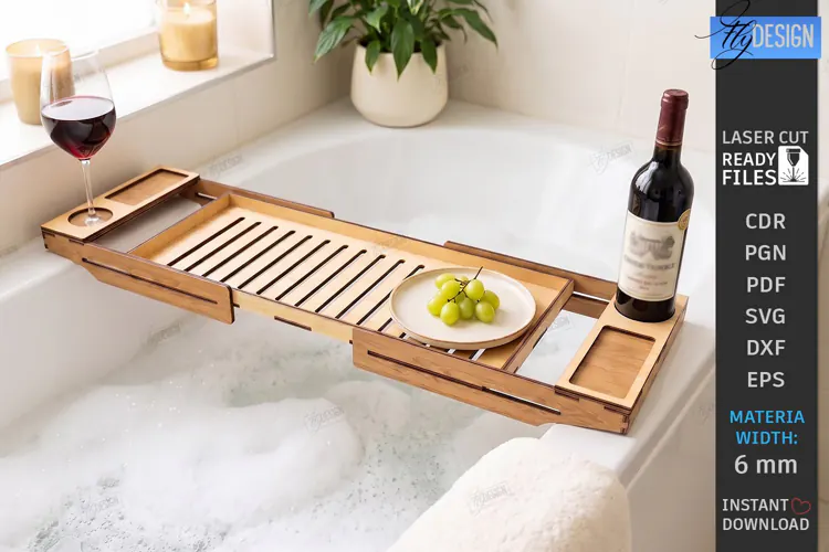 Bath Caddy Tray Laser Cut | Bathtub Tray | Bath Caddy Bridge