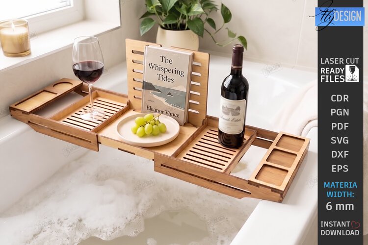 Bath Caddy Tray Laser Cut | Bathtub Tray | Bath Caddy Bridge example image 1