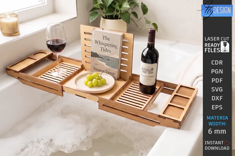 Bath Caddy Tray Laser Cut | Bathtub Tray | Bath Caddy Bridge
