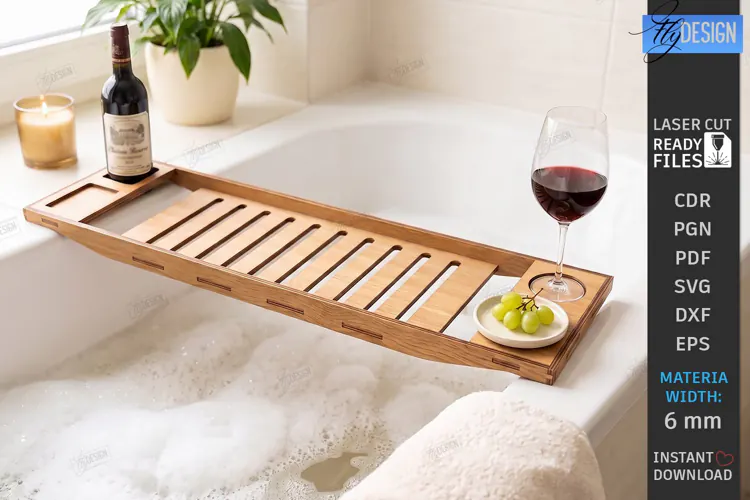 Bath Caddy Tray Laser Cut | Bathtub Tray | Bath Caddy Bridge