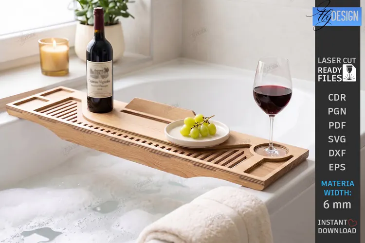 Bath Caddy Tray Laser Cut | Bathtub Tray | Bath Caddy Bridge
