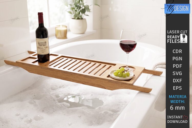 Bath Caddy Tray Laser Cut | Bathtub Tray | Bath Caddy Bridge example image 1