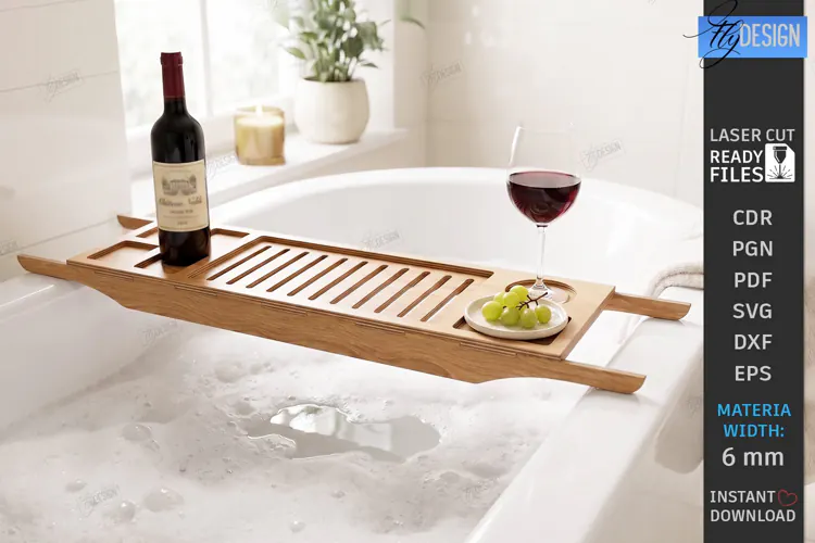 Bath Caddy Tray Laser Cut | Bathtub Tray | Bath Caddy Bridge