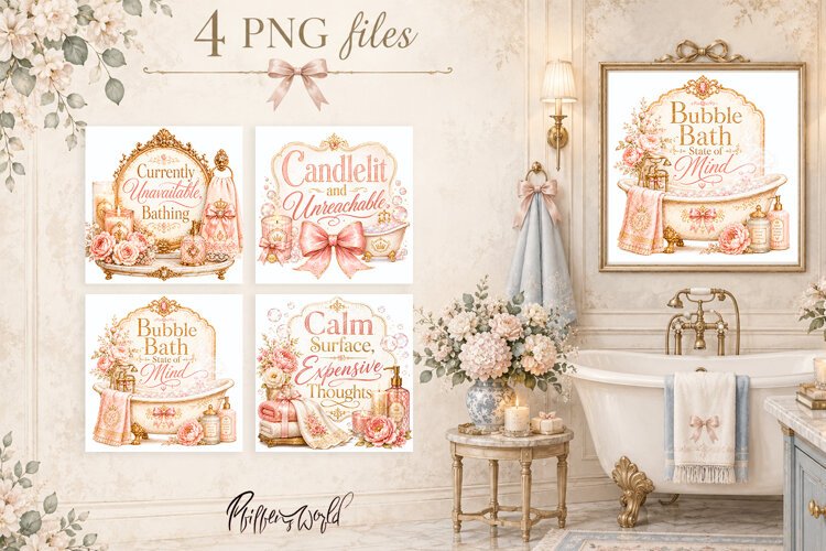 Coquette Bathroom Quotes | Feminine Sublimation Designs example image 1