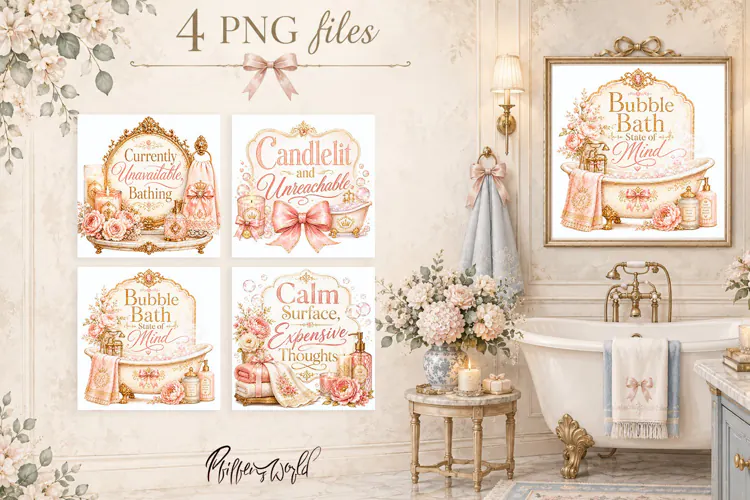 Coquette Bathroom Quotes | Feminine Sublimation Designs