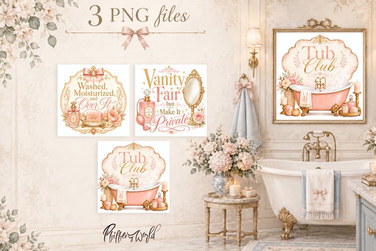 Coquette Bathroom Quotes | Pink Bath Quotes, Bows & Florals example image 1