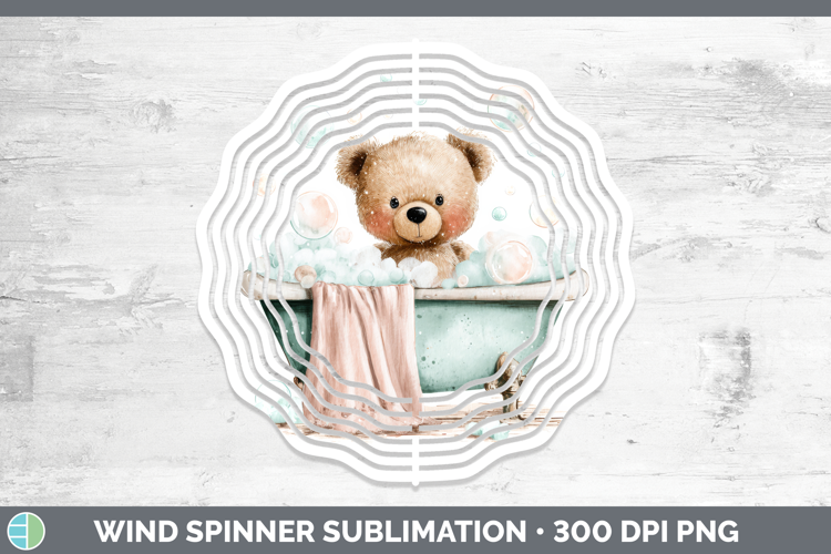 Bear Bathtub Wind Spinner Sublimation Design