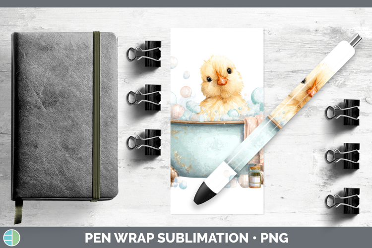Chicken Bathtub Pen Wrap Sublimation Design
