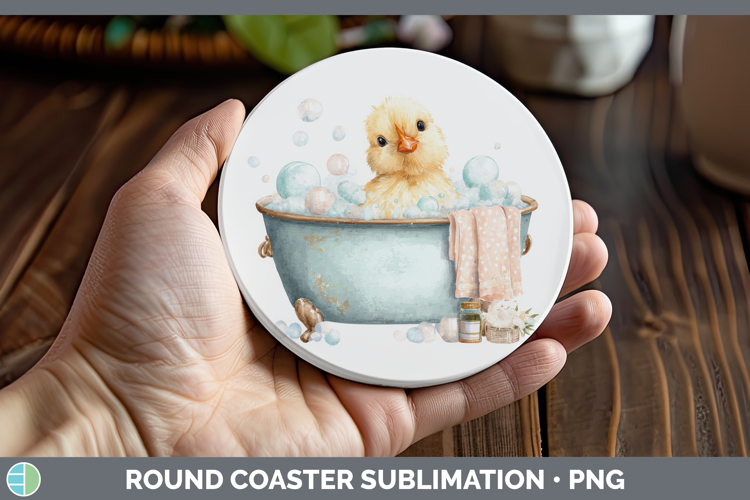 Chicken Bathtub Round Coaster Sublimation Design