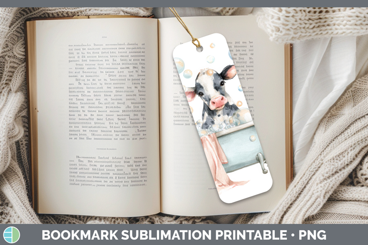 Cow Bathtub Bookmark Sublimation Design