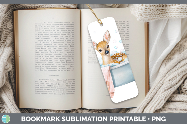 Deer Bathtub Bookmark Sublimation Design