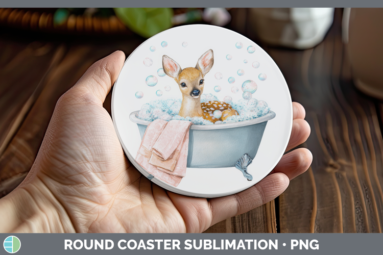 Deer Bathtub Round Coaster Sublimation Design