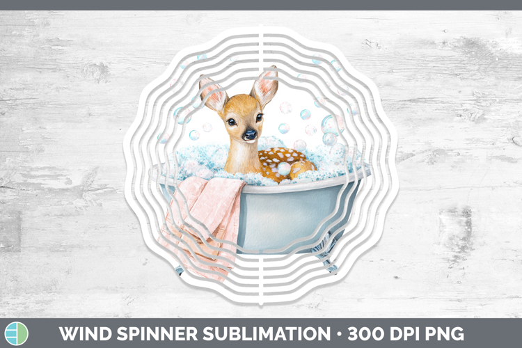 Deer Bathtub Wind Spinner Sublimation Design