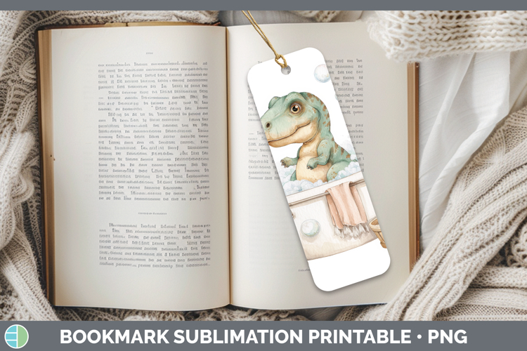 Dinosaur Bathtub Bookmark Sublimation Design
