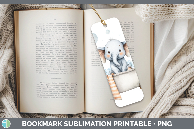 Elephant Bathtub Bookmark Sublimation Design