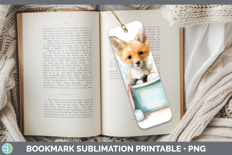 Fox Bathtub Bookmark Sublimation Design