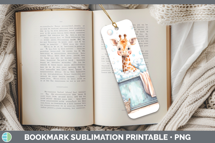 Giraffe Bathtub Bookmark Sublimation Design