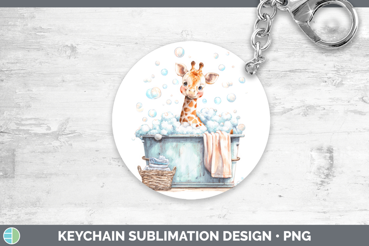 Giraffe Bathtub Keychain Sublimation Design