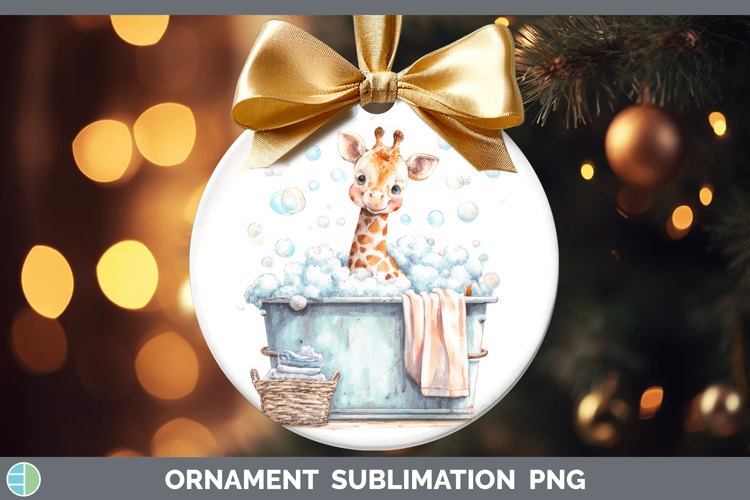 Giraffe Bathtub Ornament Sublimation Design