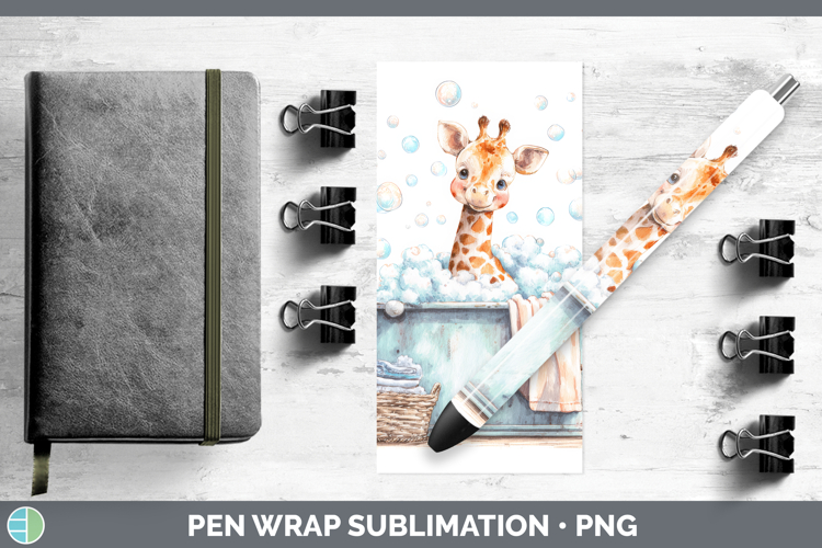 Giraffe Bathtub Pen Wrap Sublimation Design