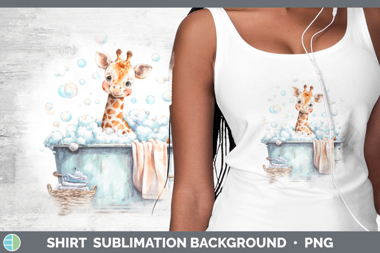 Giraffe Bathtub Shirt Sublimation Design
