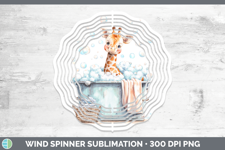 Giraffe Bathtub Wind Spinner Sublimation Design
