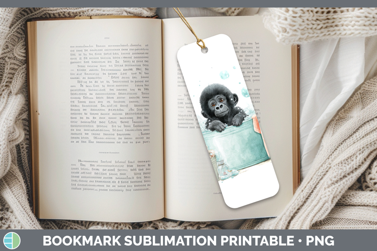 Gorilla Bathtub Bookmark Sublimation Design