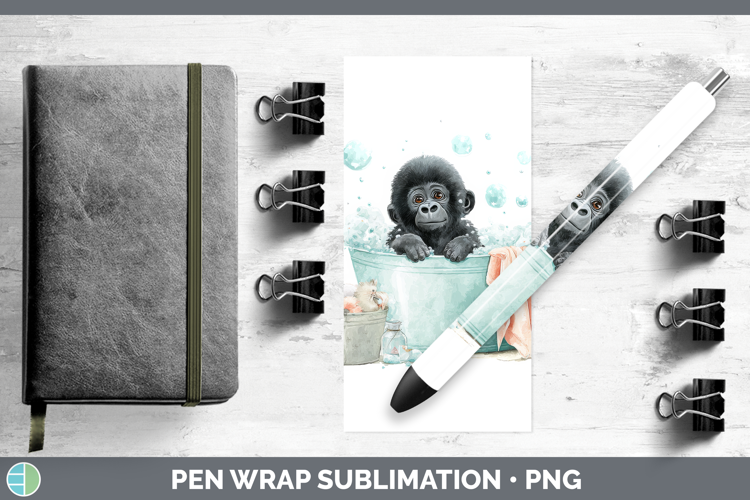 Gorilla Bathtub Pen Wrap Sublimation Design