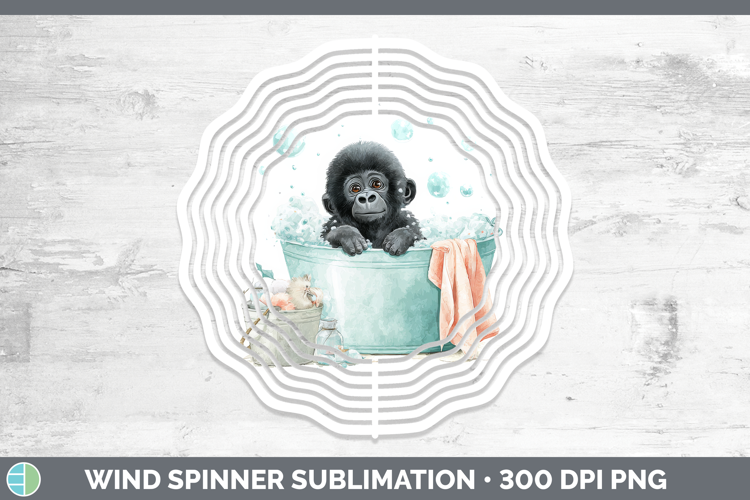 Gorilla Bathtub Wind Spinner Sublimation Design