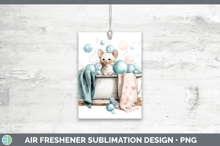 Kitten Bathtub Air Freshener Sublimation Design