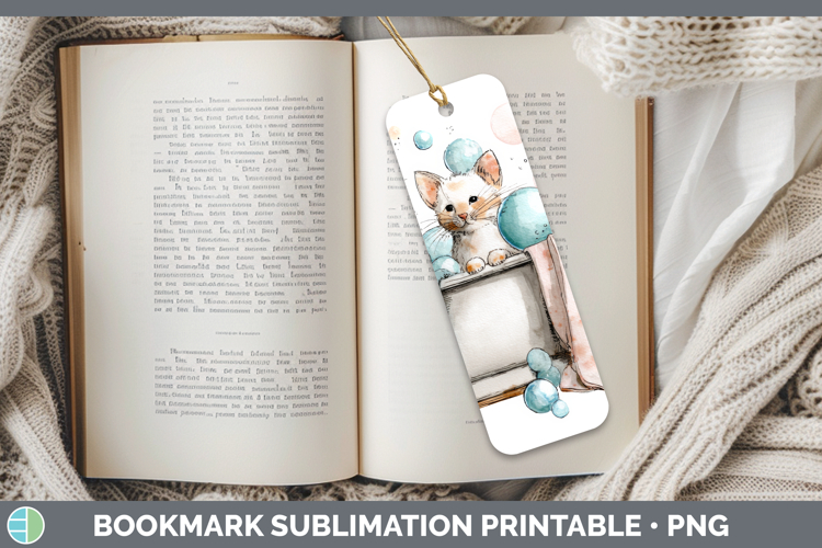 Kitten Bathtub Bookmark Sublimation Design