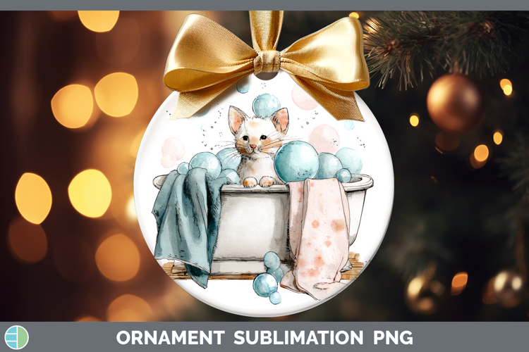 Kitten Bathtub Ornament Sublimation Design