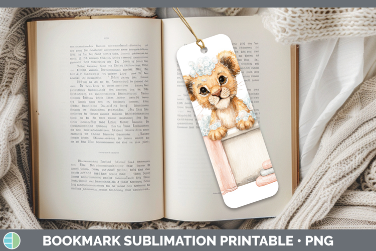 Lion Bathtub Bookmark Sublimation Design