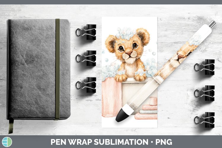 Lion Bathtub Pen Wrap Sublimation Design