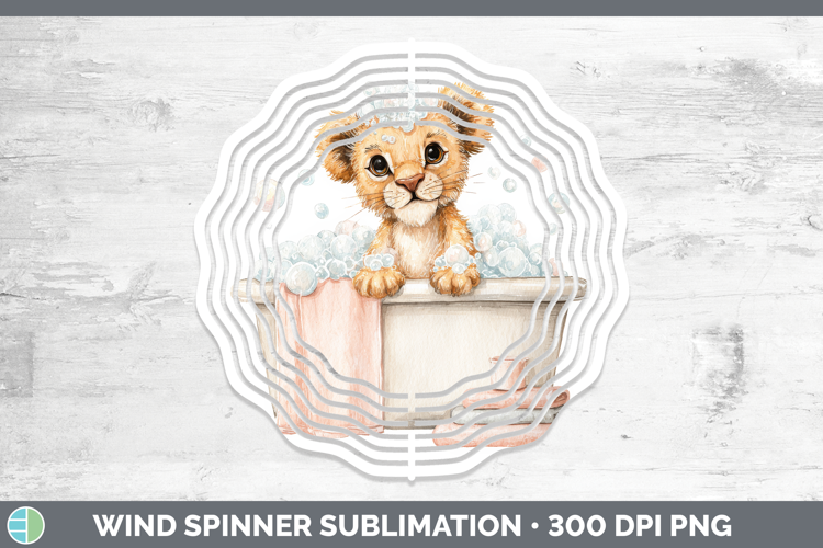Lion Bathtub Wind Spinner Sublimation Design