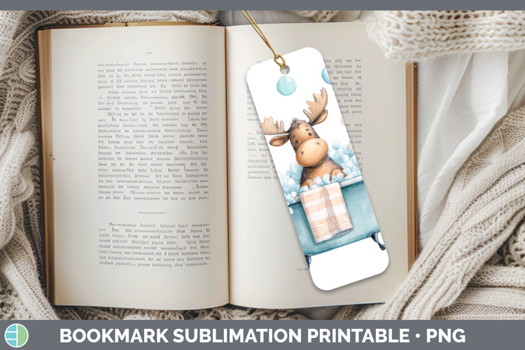 Moose Bathtub Bookmark Sublimation Design