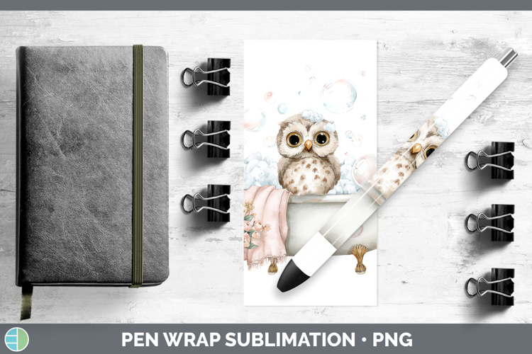 Owl Bathtub Pen Wrap Sublimation Design