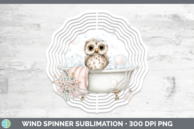 Owl Bathtub Wind Spinner Sublimation Design
