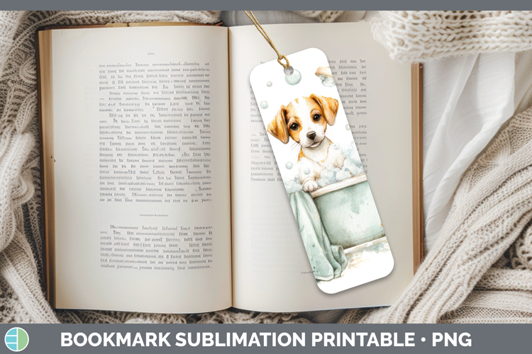 Puppy Bathtub Bookmark Sublimation Design